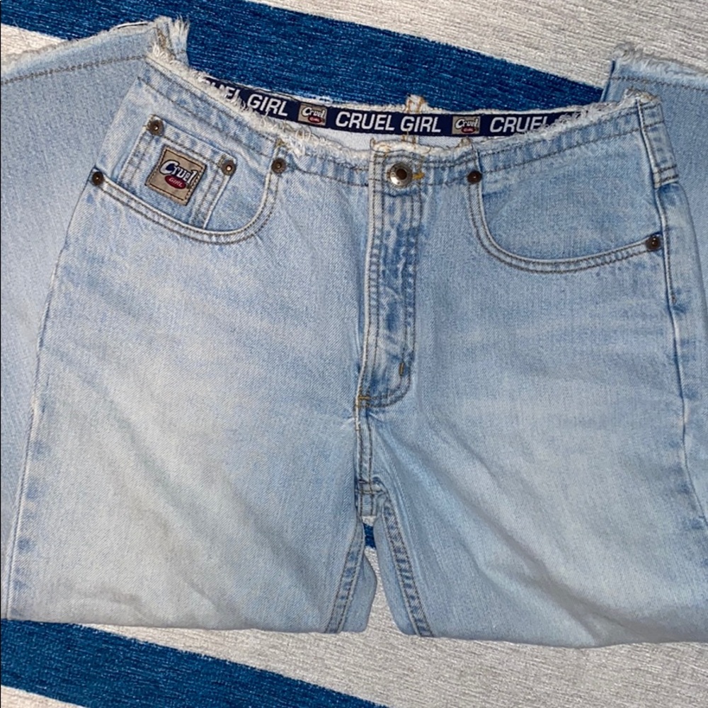 low rise blue jeans